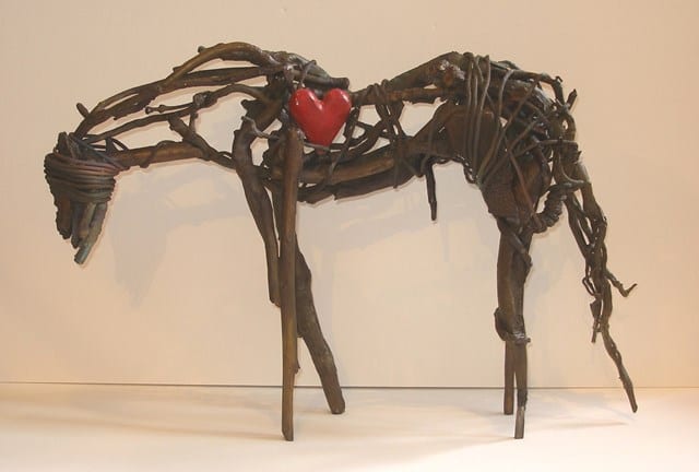 Touchet welded metal horse sculpture by wenaha artist Carlos Acevedo