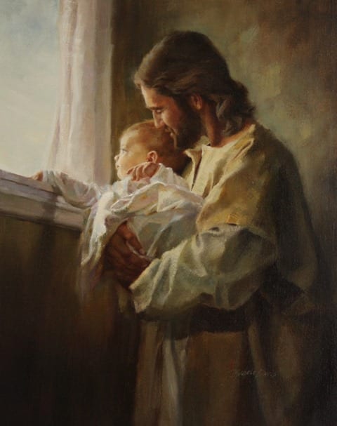 A Future and a Hope original oil painting of Jesus and child by Michele Davis