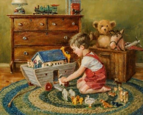 Playtime Noah's Ark oil painting by Michele Davis