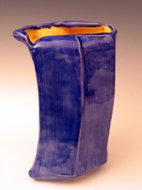 Blue Vase pottery sculpture by Anne Bullock at Wenaha Gallery