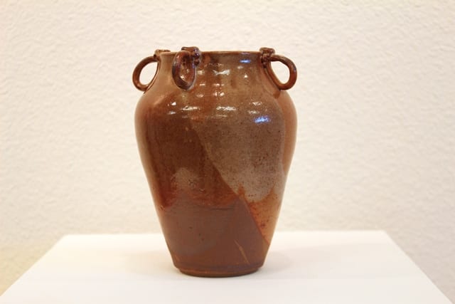 Ring Handled Vessel, pottery sculpture by artist Anne Bullock at Wenaha Gallery.