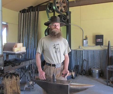 Ben Czyhold in his blacksmith shop
