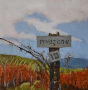 Pinot Gris winery vineyard landscape oil painting todd telander walla walla