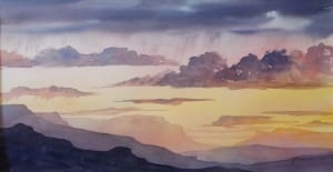 glenns ferry cliffs storm clouds sky joyce anderson watercolor art