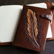 leather journal cover feather western handcrafted jeremiah colladay