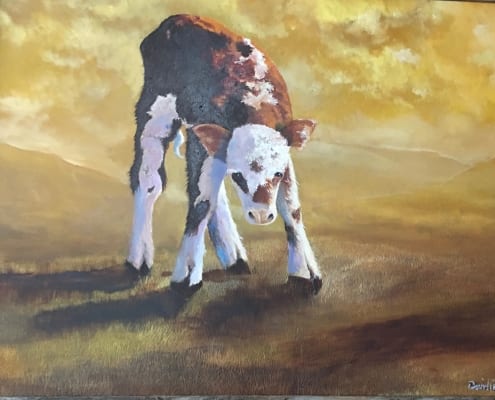 cow baby calf farm animal david partridge oil painter artist