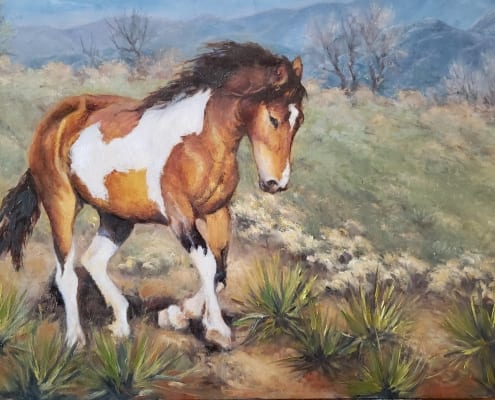 painted horse equine animal westernmagical landscape oil painting adszynska