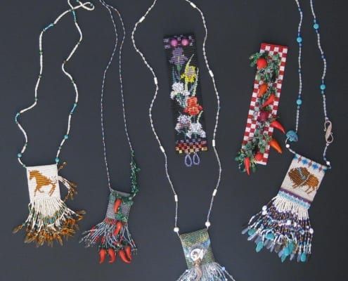 beaded amulet necklaces bead weaving alison oman