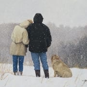 tender moments couple close hugging snow john weiss romantic art