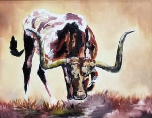 longhorn cow cattle livestock farm ranch tanna scott oil painting