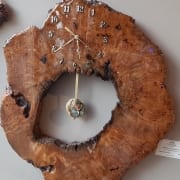 maple burl clock wood pendulum time leonard mcreary