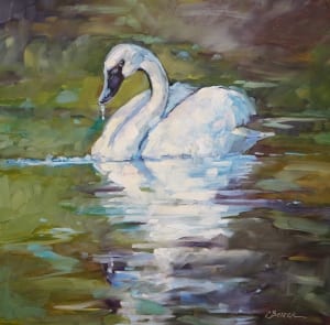 water dance swan bird painting impressionist relaxed not uptight