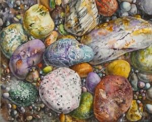 rocks colorful maverick watercolor painting texture lisa hill