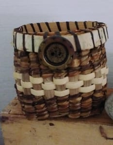 dandelion birch bark rattan woven basket artisan lisa kostelak