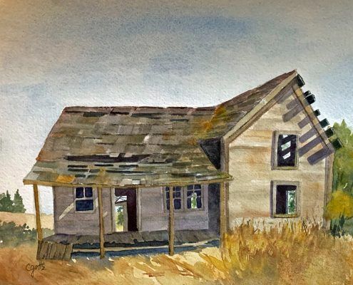 cabin homestead idaho house watercolor gottschalk