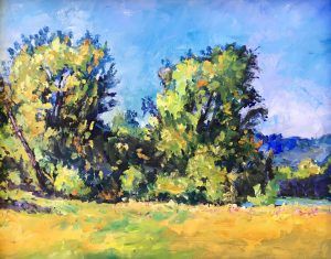 trees landscape meadow outside nature blue sky montgomery painting