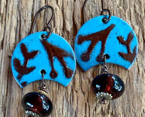 blue metal earrings beads robin kahn